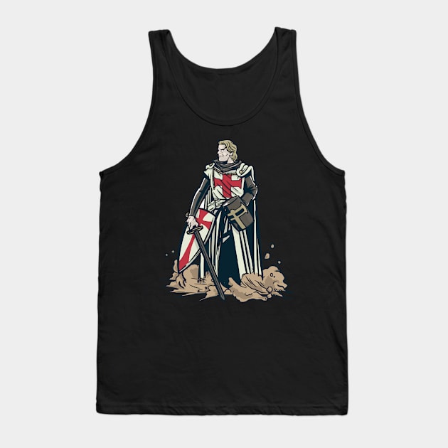 Serious Medieval Knight Crusader Knights Templar Tank Top by Printroof